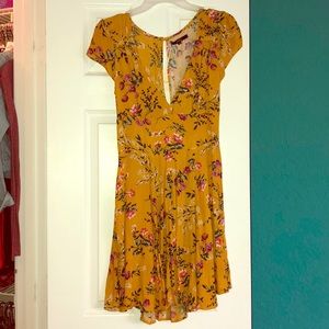 Zaful Floral Punging Neck Cut Out Dress